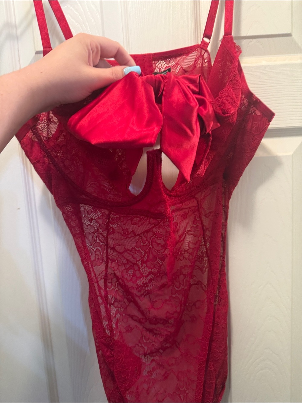 torrid Red Lace Chemise with Satin Bow Detail